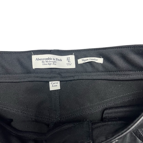 Abercrombie & Fitch Curve Love Vegan Leather 90s Straight Pant Black 27 - Picture 3 of 5